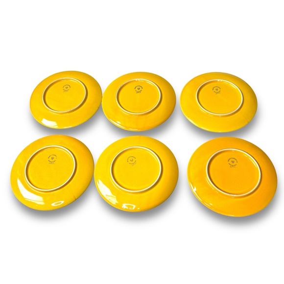 Waechtersbach Germany Fun Factory Yellow Set of 6 Small Salad Plates - Picture 8 of 11